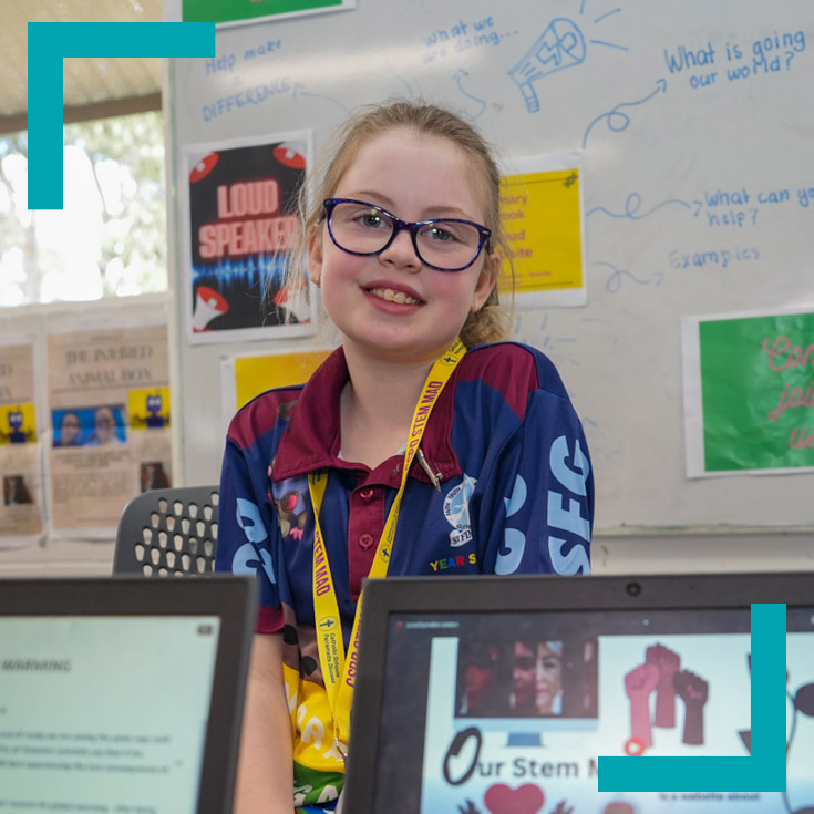 Student at STEM event at St Finbar’s Catholic Primary Glenbrook