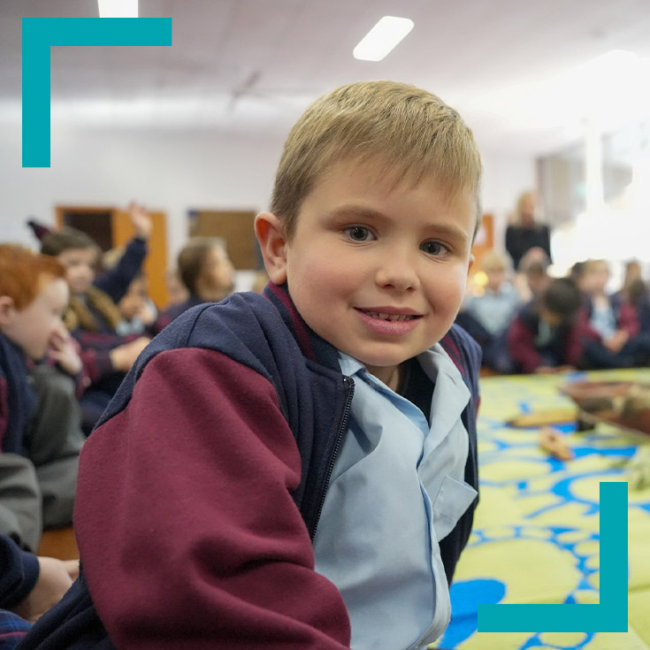 Student smiling at St Finbar’s Catholic Primary Glenbrook